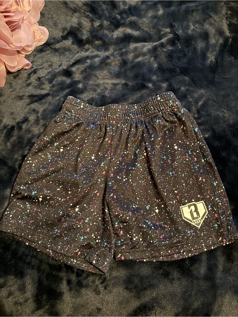 Baseball Lifestyle 101 Boys' Black Galaxy Athletic Shorts with Logo